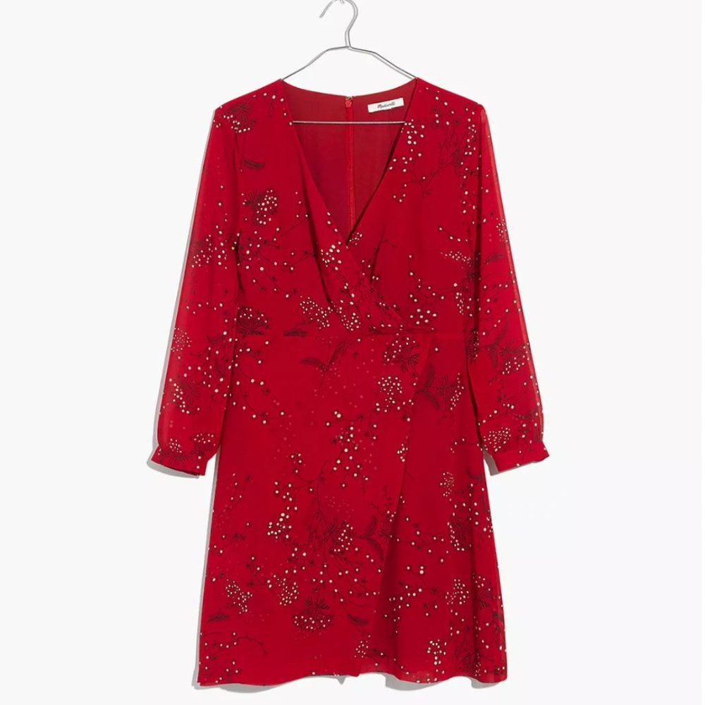 Madewell Hazelwood Wrap-front Red Mini Tea Dress